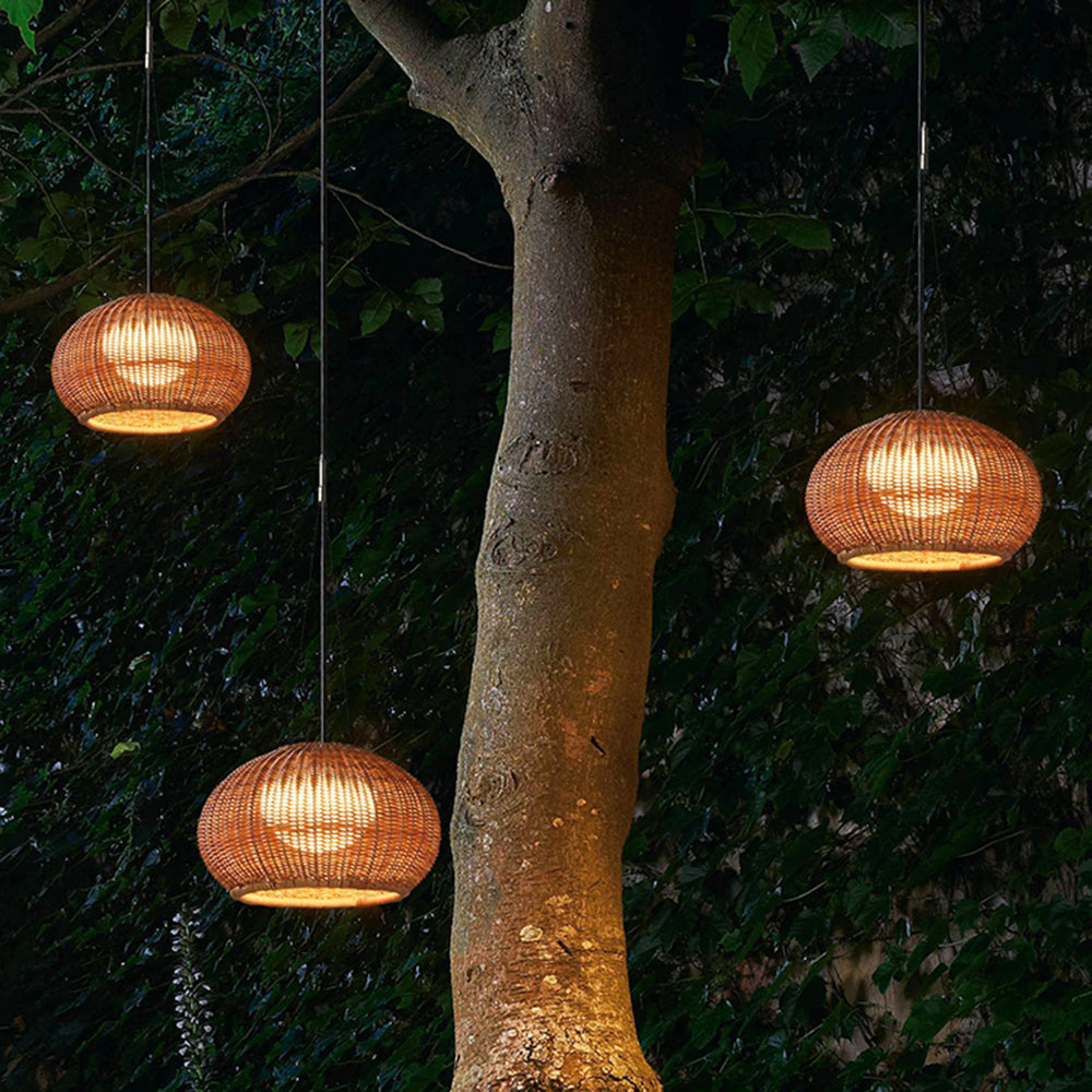 Ritta Design LED Pendellampa Glob Bambu/Akryl Guld Balkong/Trädgård