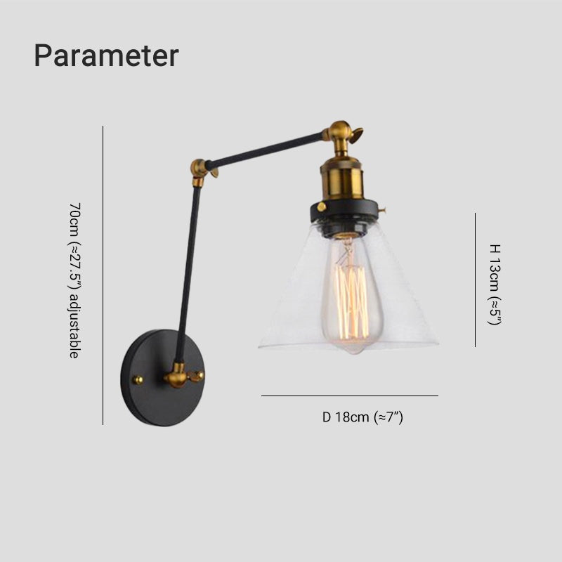 Brady LED Vägglampa Justerbar Svart/Guld Metall/Glas Vardagsrum