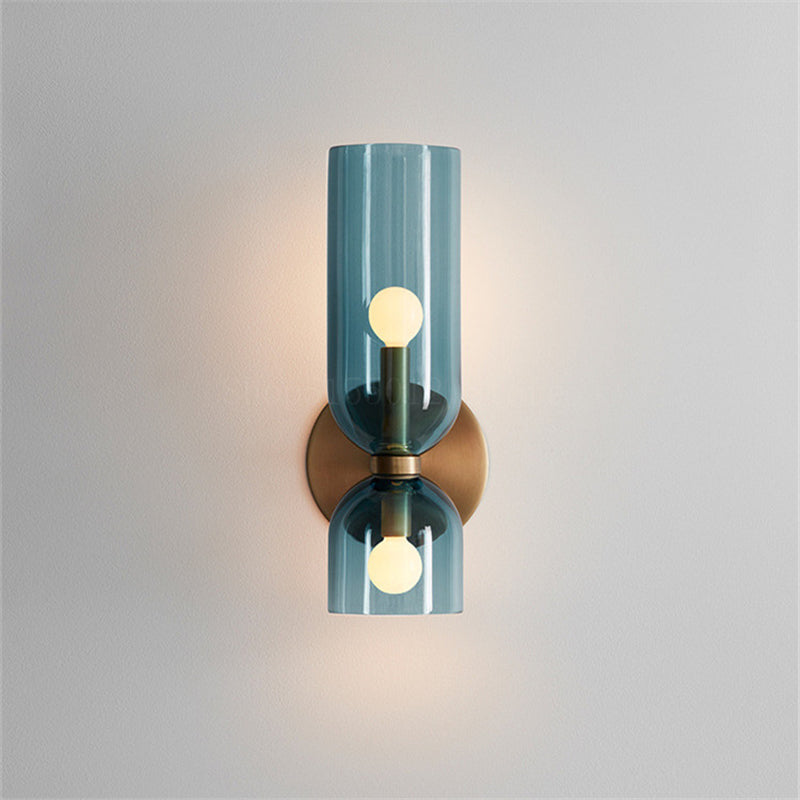 Hailie Modern Vägglampa i Glas för Sovrum Blå/Grå/Vit