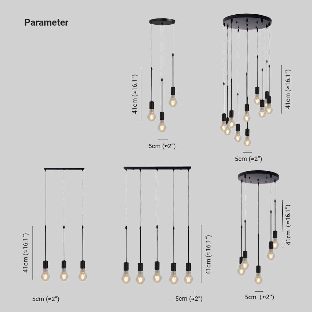 Alessio Industriell Modern LED Pendellampa 3 Lampor/Många Glödlampor Svart Metall Vardagsrum