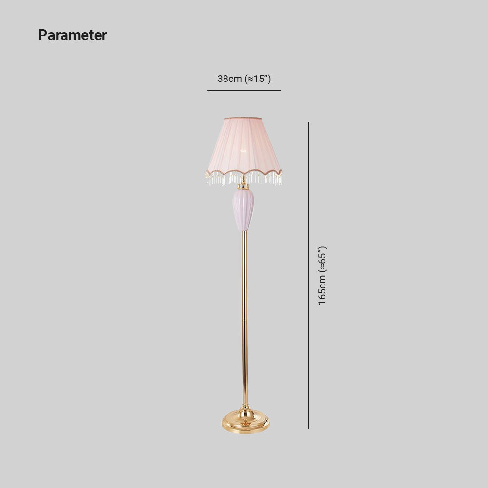 Eryn Vintage Golvlampa i Keramik och Tyg, Blå/Pink