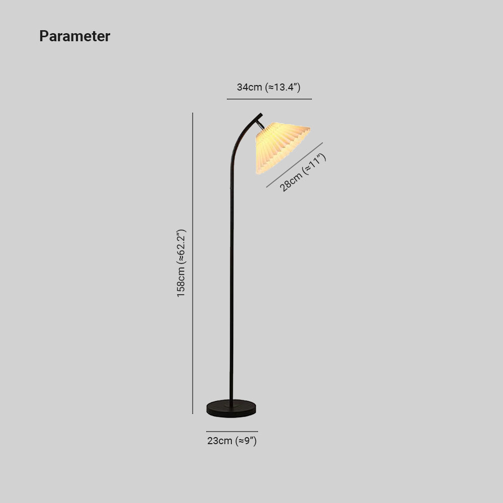 Ozawa Golvlampa i Plisserad Metall och Tyg med Modern Båge