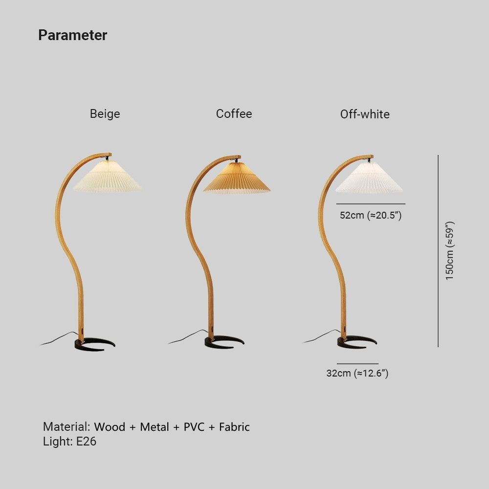 Ozawa Unik LED Golvlampa, Trä/Metall, Vit/Beige/Kaffe, Sovrum/Vardagsrum