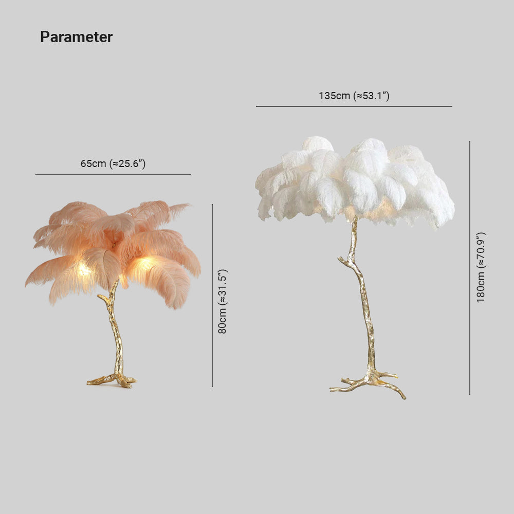 O'Moore Nordisk Lyx Unik Strutsfjäder Golvlampa/Bordslampor