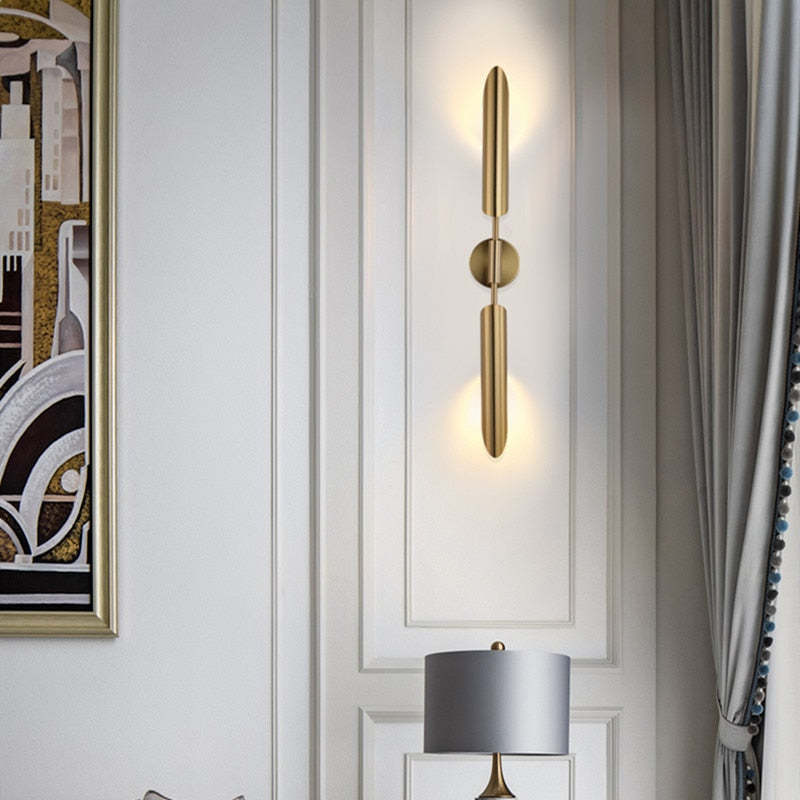 Meza Modern Design Vägglampa Metall/Glas Guld Vardagsrum/Sovrum