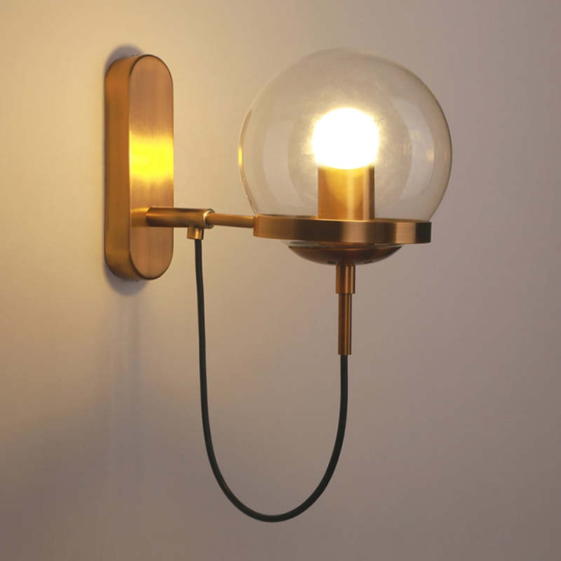 Alessio Retro Design LED Vägglampa Metall/Glas Svart/Brons Vardagsrum/Matsal