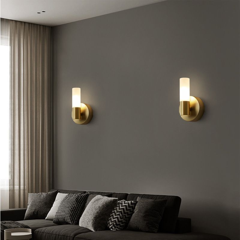 Leigh Modern Cylindrisk LED-Vägglampa i Metall, Guld