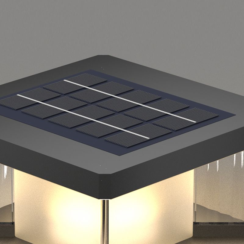 Riley Liten Avlång Design Solcell LED Utomhusbelysning Metall/Akryl Svart Genomskinlig Trädgård
