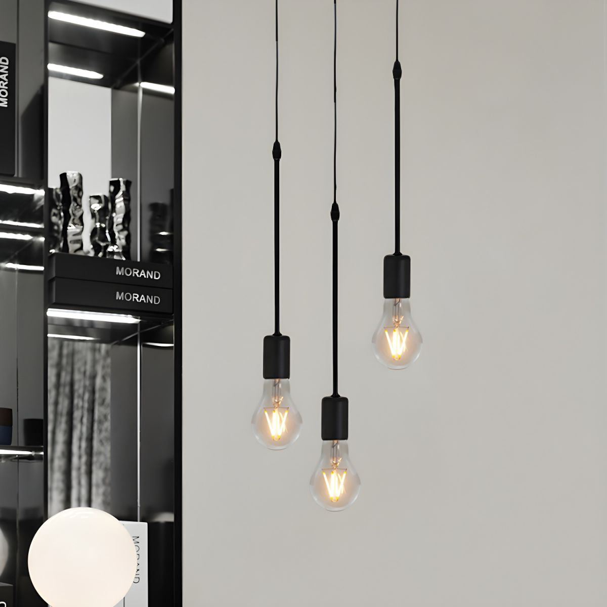 Alessio Industriell Modern LED Pendellampa 3 Lampor/Många Glödlampor Svart Metall Vardagsrum