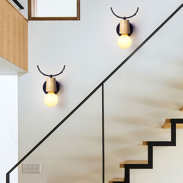Ozawa Modern Dekorativ LED Vägglampa Svart Trä Badrum vardagsrum