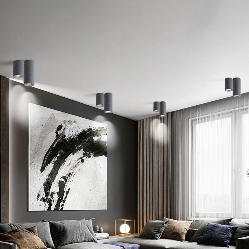 Freja Modern Cylinder LED Plafond, Vardagsrum, Vit/Ljusgrå