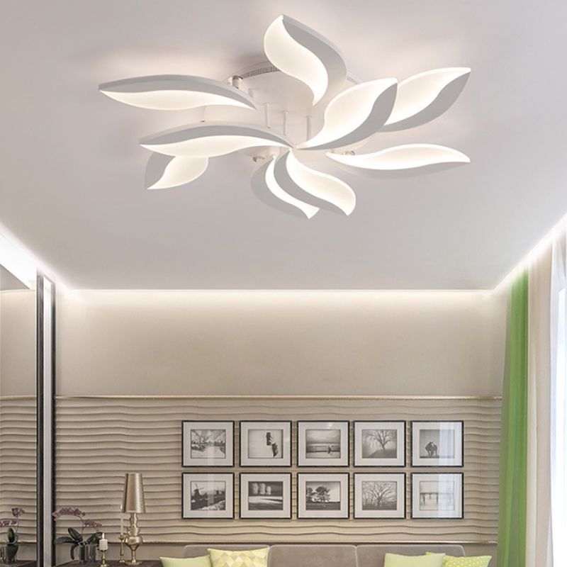 Hana Minimalistisk Taklampa Med Art Deco-Blomma, Vit, Vardagsrum