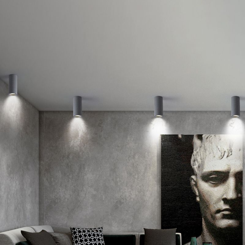 Freja Modern Cylinder LED Plafond, Vardagsrum, Vit/Ljusgrå