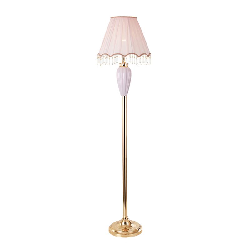 Eryn Vintage Golvlampa i Keramik och Tyg, Blå/Pink