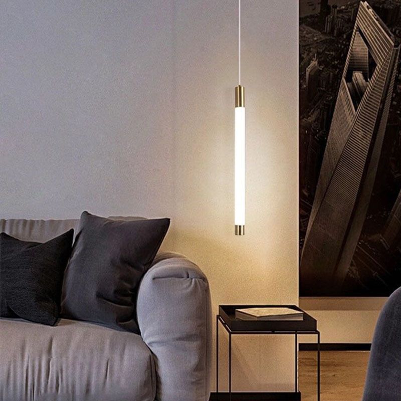 Edge Linjär Modern Minimalistisk Akryl Vit LED Pendellampor, Vardagsrum