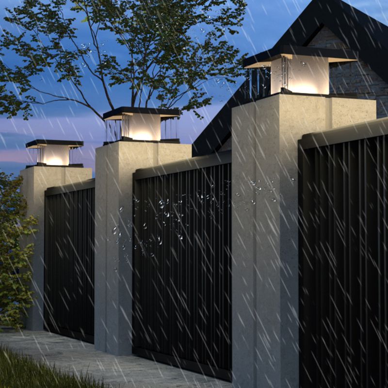 Riley Liten Avlång Design Solcell LED Utomhusbelysning Metall/Akryl Svart Genomskinlig Trädgård