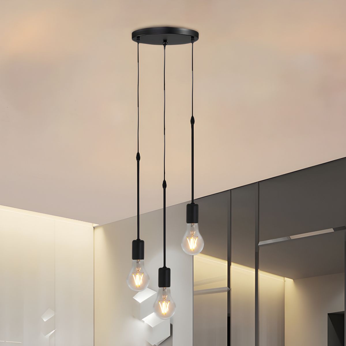 Alessio Industriell Modern LED Pendellampa 3 Lampor/Många Glödlampor Svart Metall Vardagsrum