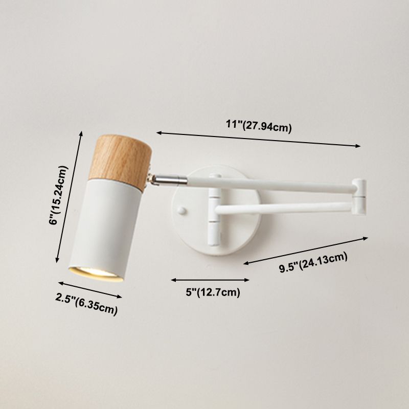 Ozawa Nordic Cylindrisk LED Vit Justerbar Metall Vägglampa Sovrum