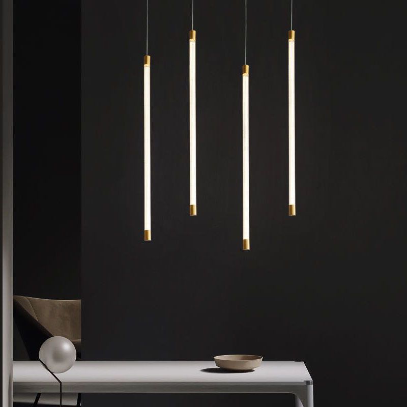 Edge Linjär Modern Minimalistisk Akryl Vit LED Pendellampor, Vardagsrum