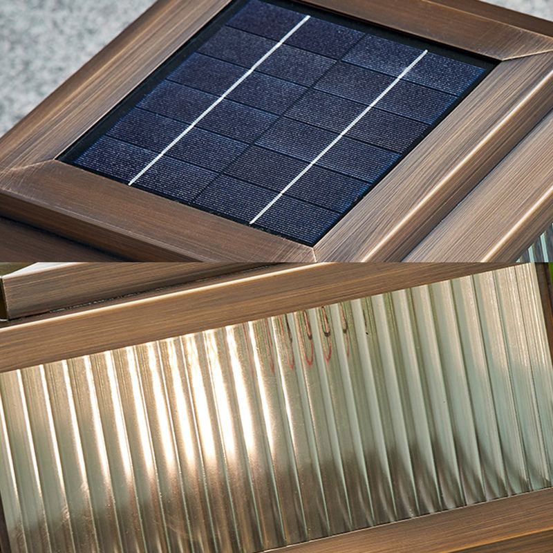 Riley Modern Solenergi Rektangulär LED Utomhusbelysning Metall/Glas Brun Genomskinlig Trädgård
