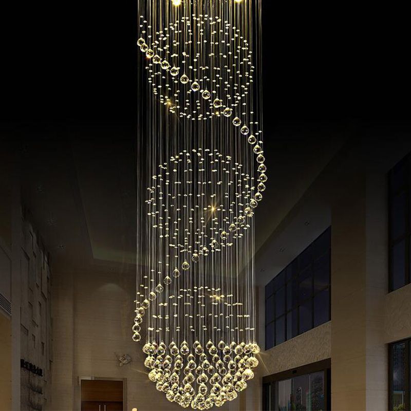 Hailie Design Lyxspiral Cascading LED Ljuskronor Metall/Crystal Krom Vardagsrum/Matsal