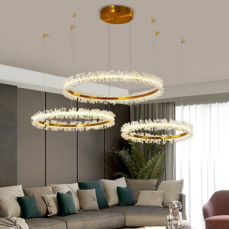 Kristy Modern Rund 3 Lampor LED Pendellampa Guld Kristall Vardagsrum/Sovrum