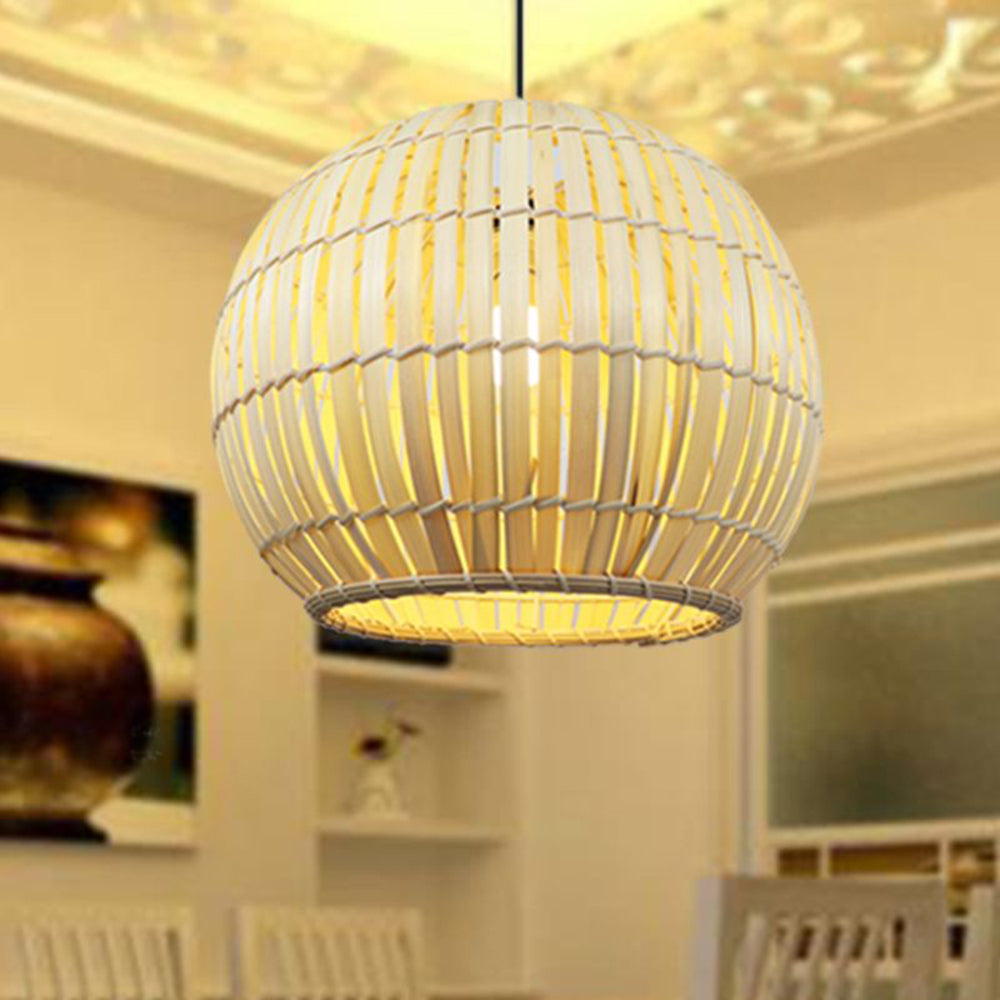 Ritta Modern Dekorativ Design LED Pendellampa Bambu Beige/Brun