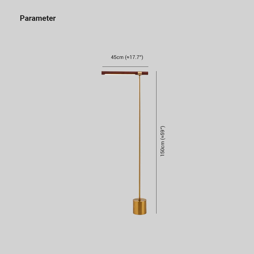 Edge Golvlampa Linjär Minimalistisk, Metall/Trä, Guld, Vardagsrum