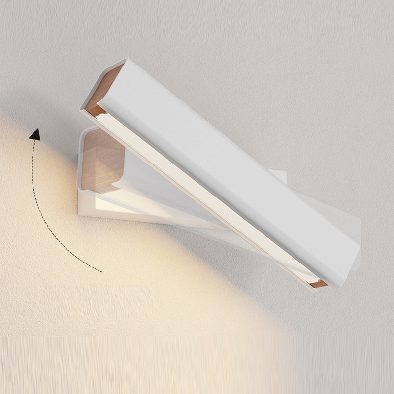 Aqsa Design Rektangulär Roterbar LED Vägglampa Metall/Trä/Akryl Svart/Vit Sovrum/Vardagsrum