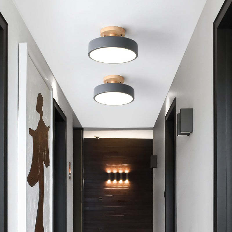 Quinn Round LED Flush Mount Ceiling Light, Modern, Acrylic/Wood