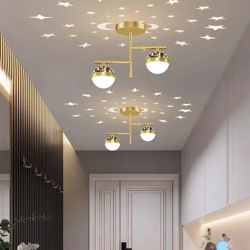 Madina Taklampor Starry LED Flush Mount, Black/Gold, Corridor