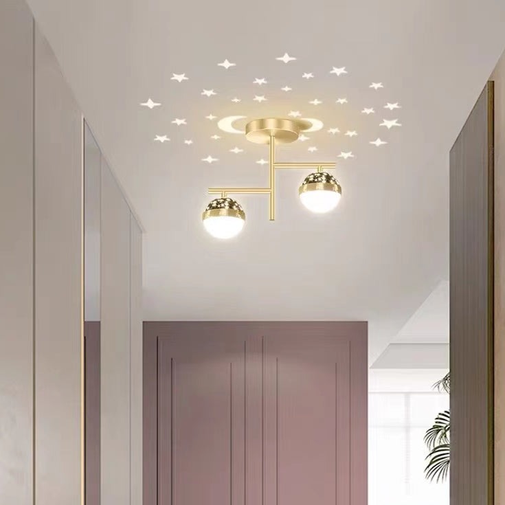 Madina Taklampor Starry LED Flush Mount, Black/Gold, Corridor