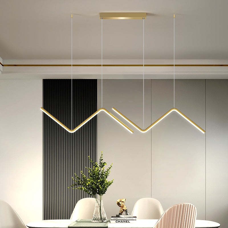 Louise Modern Design LED Pendellampor Dubbla Vågor Metall/Silikagel Svart/Guld Vardagsrum/Sovrum