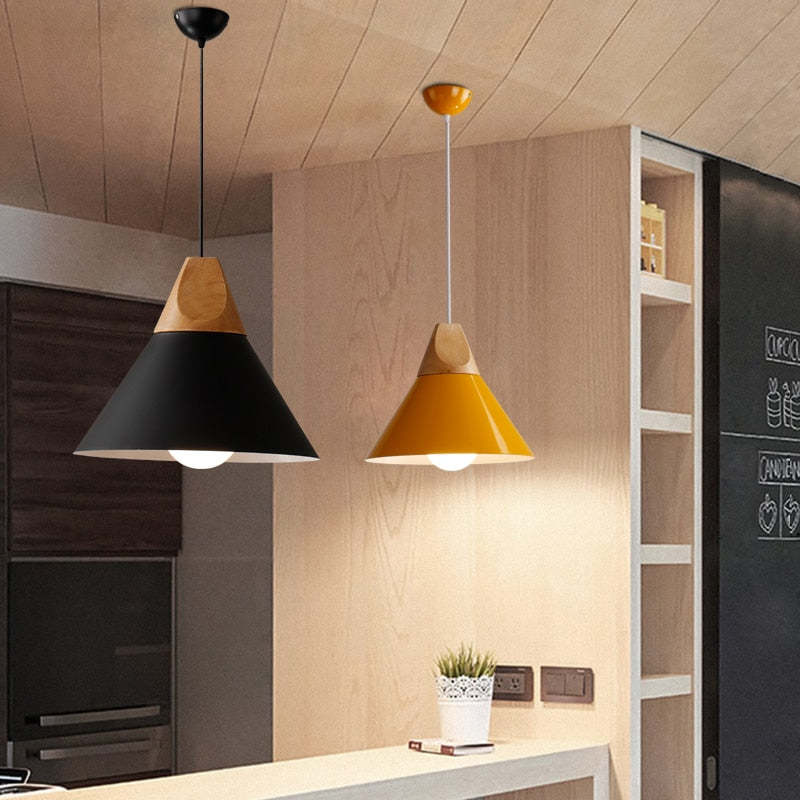 Morandi Modern Lång LED Pendellampa Svart Trä Badrum Vardagsrum