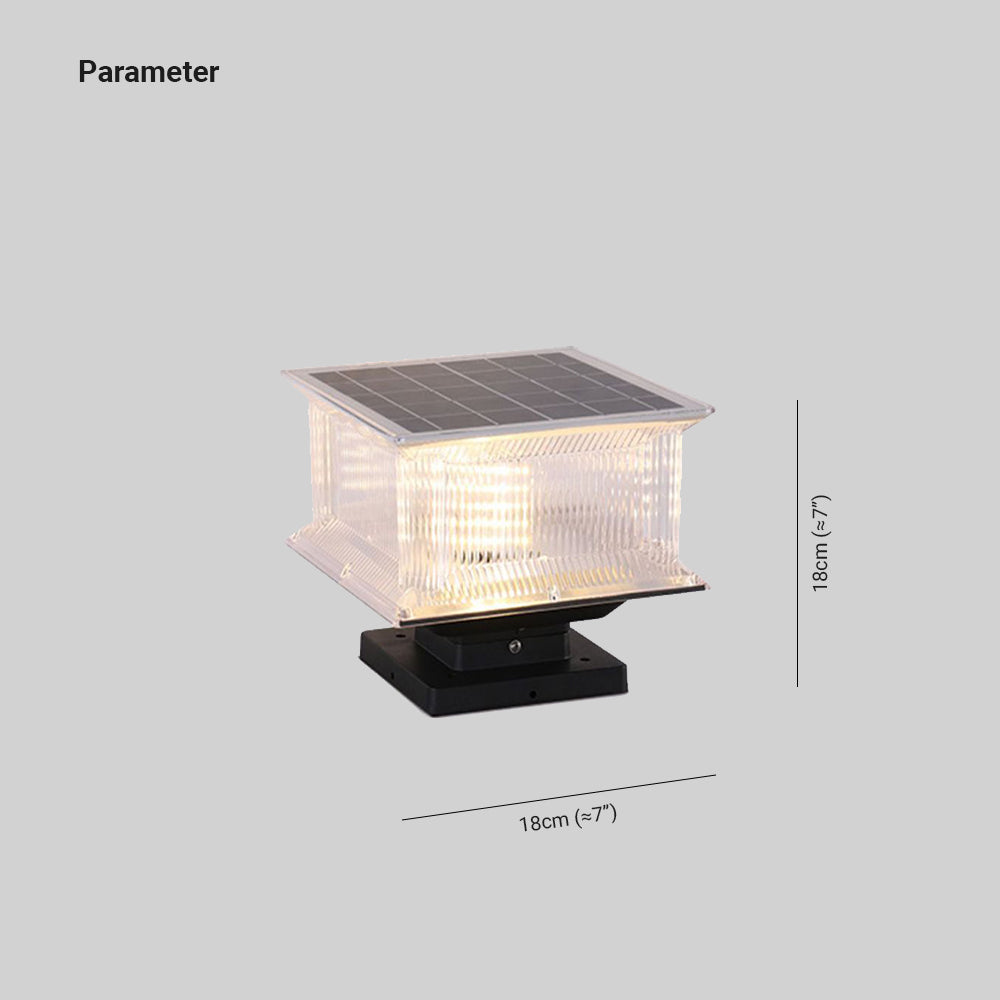 Riley Snygga Genomskinlig Rektangulär LED Solenergi Utomhusbelysning Metall Akryl Svart Trädgård