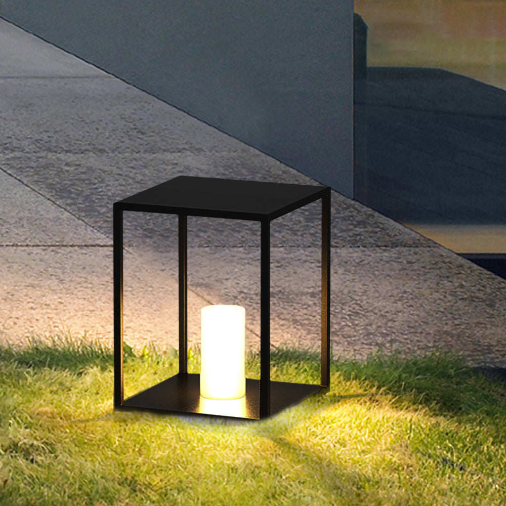 Pena Design Avlång Loom Solcell LED Utomhusbelysning Metall Svart Vit Trädgård