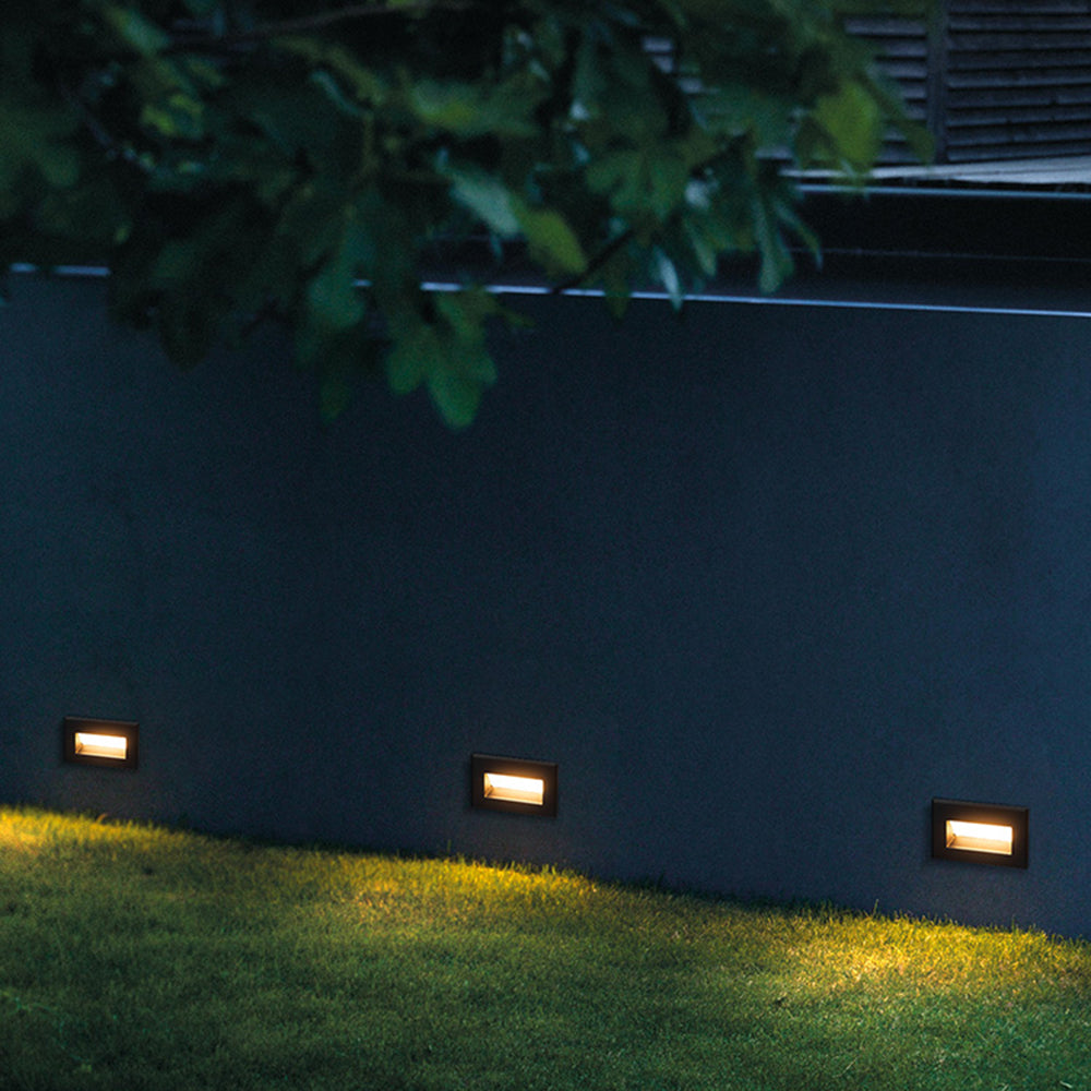 Orr Rektangulär Modern Avlång LED Utomhusbelysning Svart Metall Trädgård