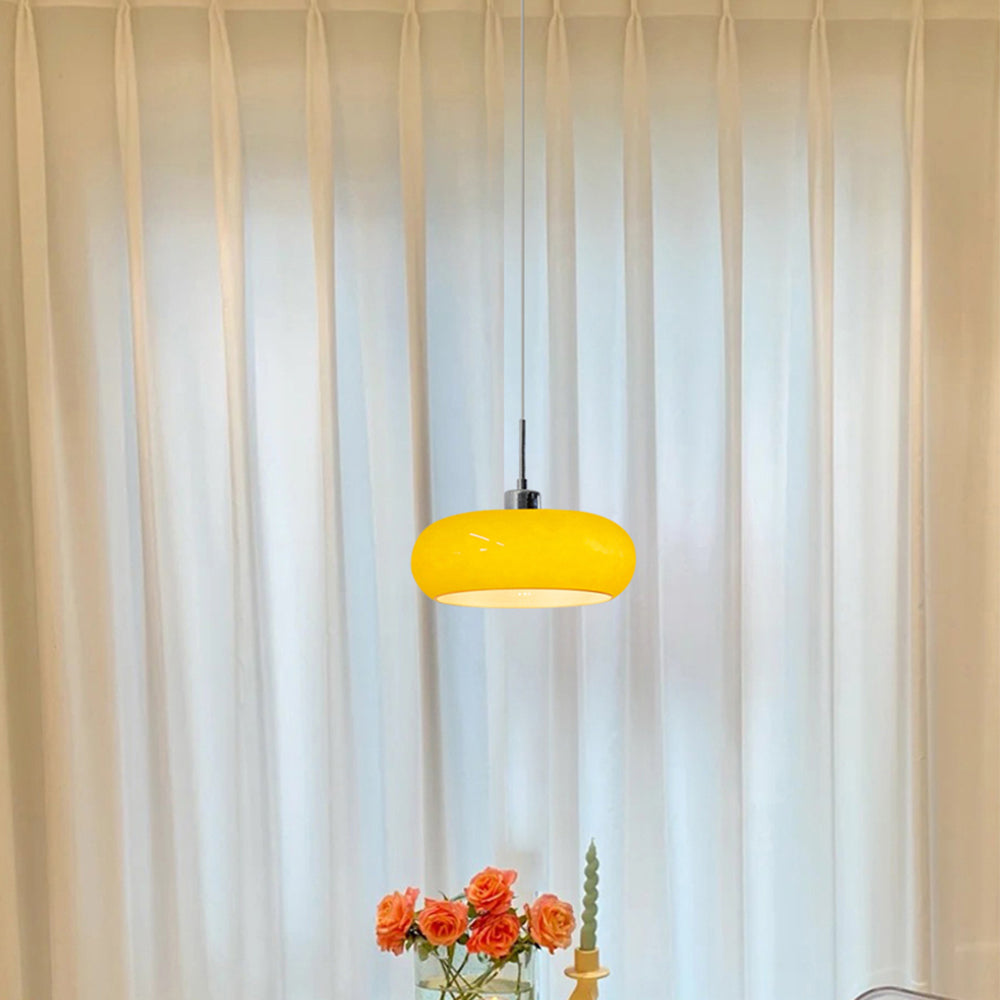 Hailie Pendellampa LED Glas Brödform Vardagsrum Retro Orange/Vit