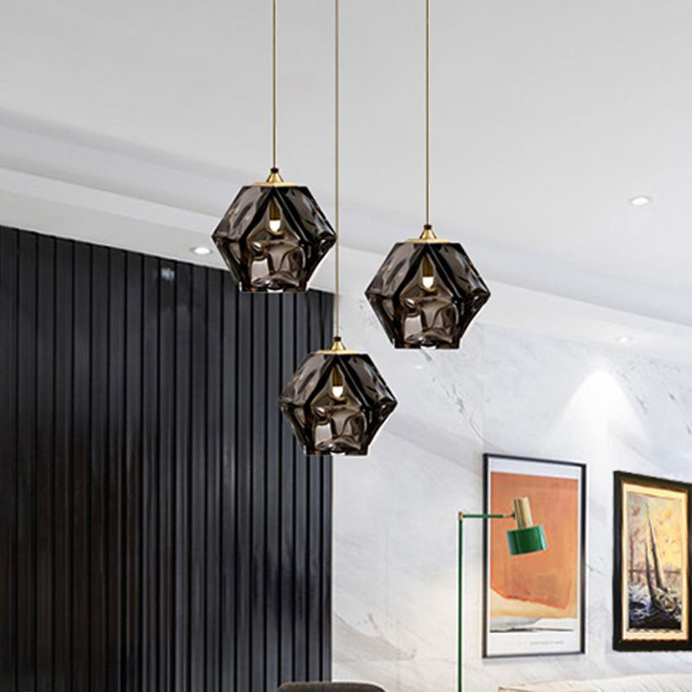 Hailie Modern Multi Polygonal LED Pendellampor Glas Vit/Rökgrå/Roseguld Sovrum/Vardagsrum