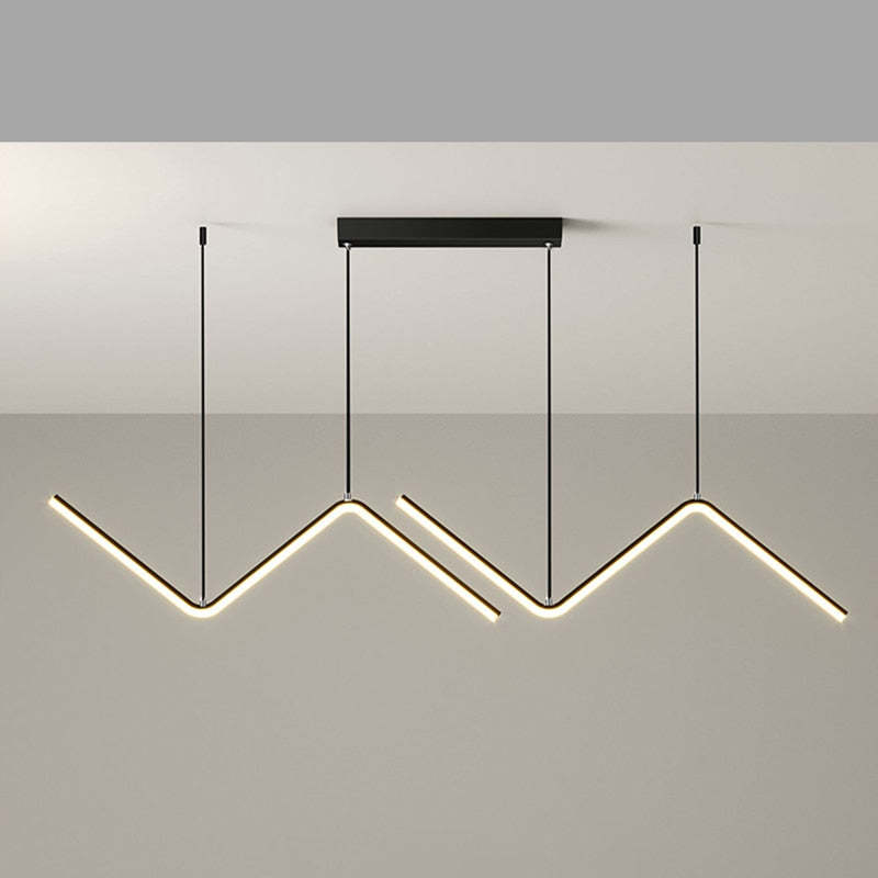 Louise Modern Design LED Pendellampor Dubbla Vågor Metall/Silikagel Svart/Guld Vardagsrum/Sovrum