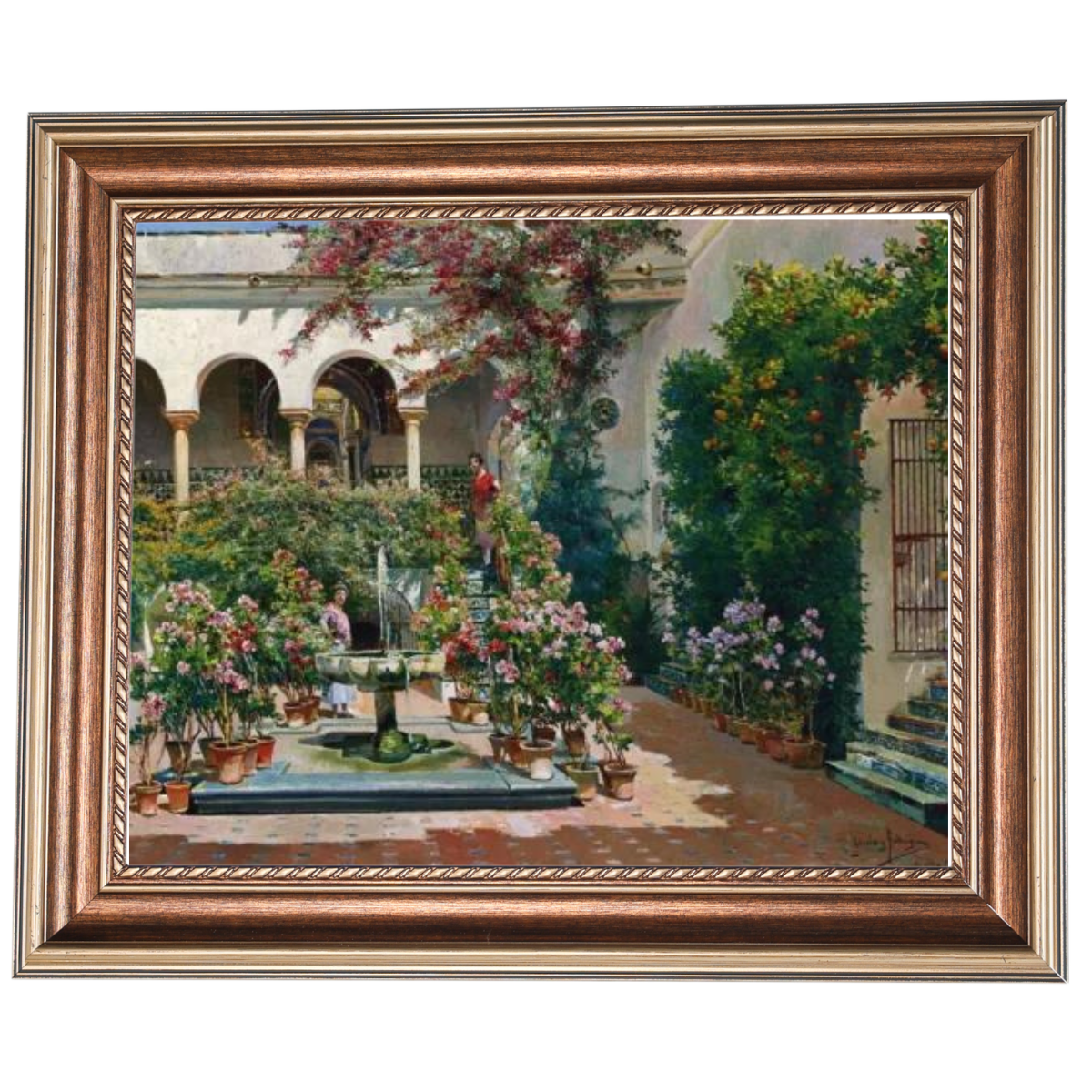 A Courtyard in Seville- Vintage canvas väggkonsttryck som dekoration för vardagsrummet