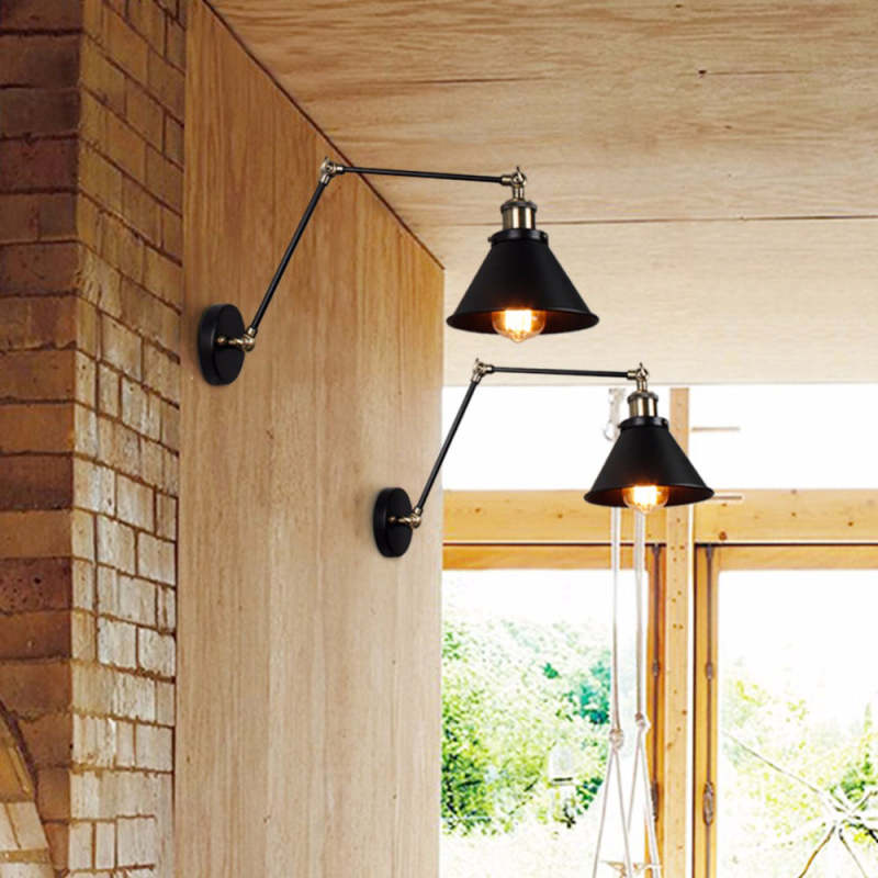 Brady Retro Design LED Vägglampa Metall Svart/Guld Trädgård/Korridor