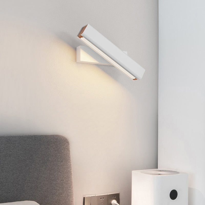 Aqsa Design Rektangulär Roterbar LED Vägglampa Metall/Trä/Akryl Svart/Vit Sovrum/Vardagsrum