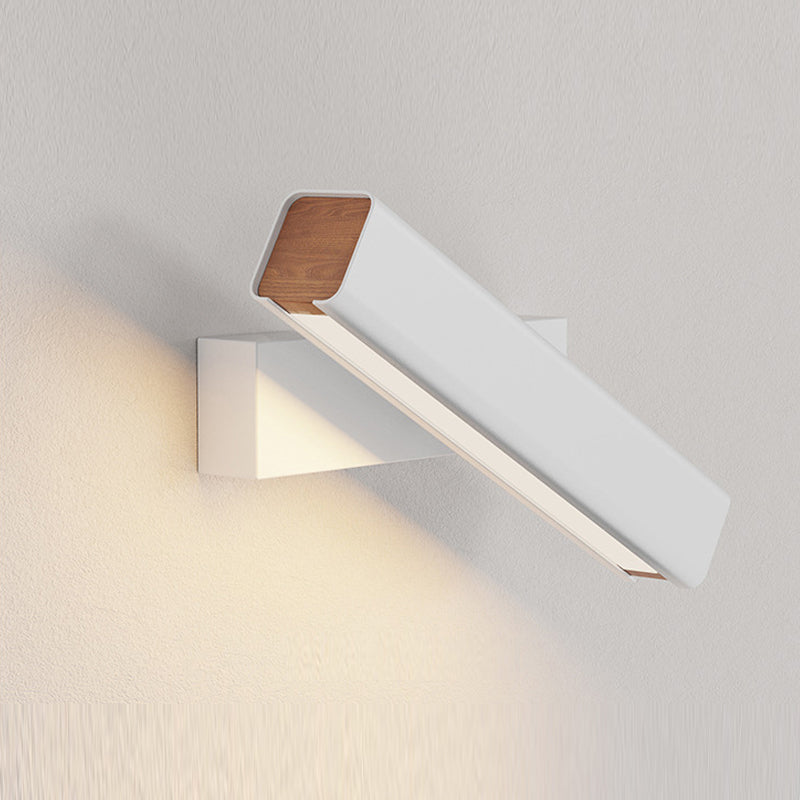 Aqsa Design Rektangulär Roterbar LED Vägglampa Metall/Trä/Akryl Svart/Vit Sovrum/Vardagsrum