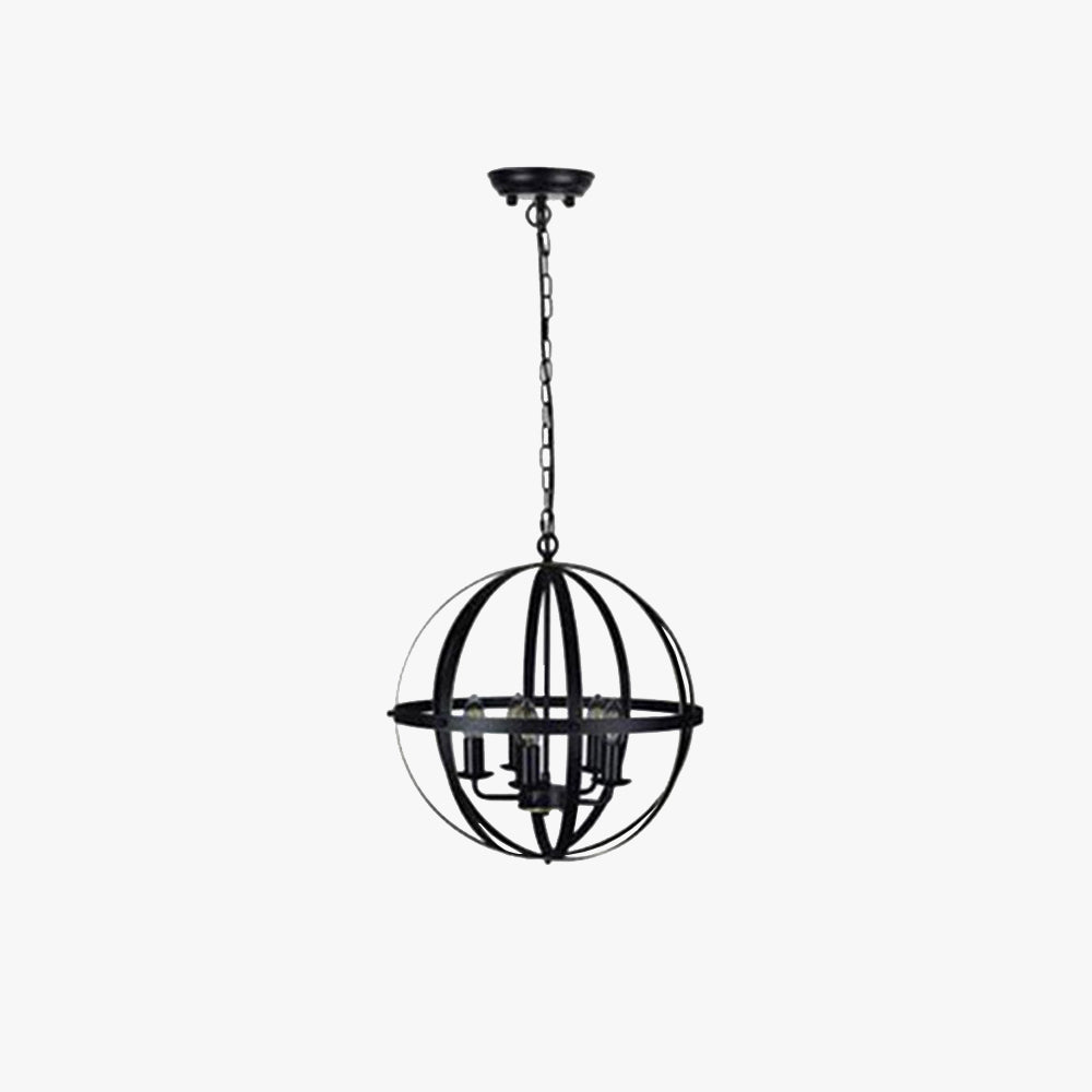 Alessio Industriell Globe Loom LED Pendellampa Metall Svart Vardagsrum/Sovrum