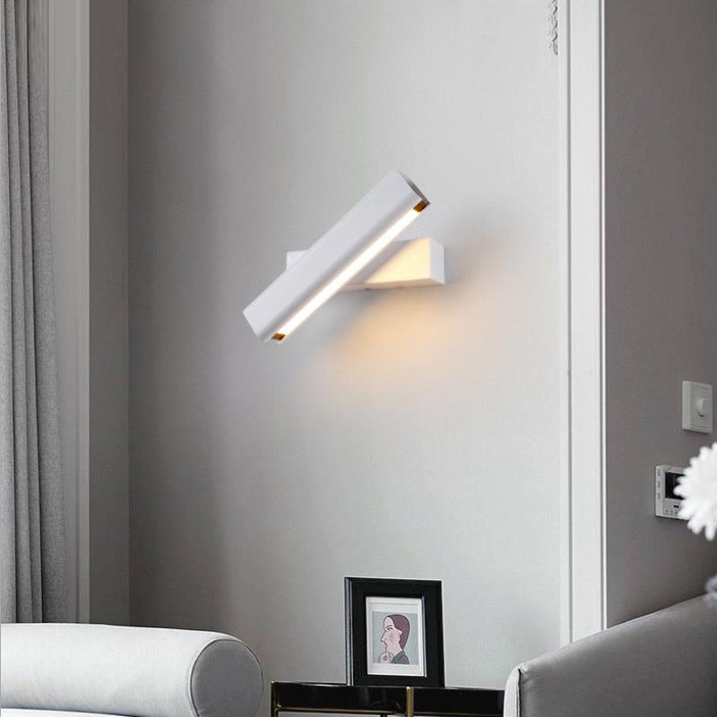 Aqsa Design Rektangulär Roterbar LED Vägglampa Metall/Trä/Akryl Svart/Vit Sovrum/Vardagsrum