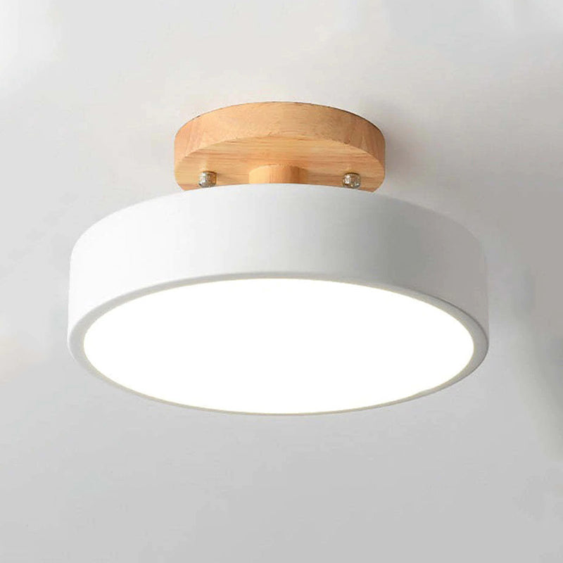 Quinn Rund LED Taklampa för Infällt Montage, Modern, Akryl/Trä