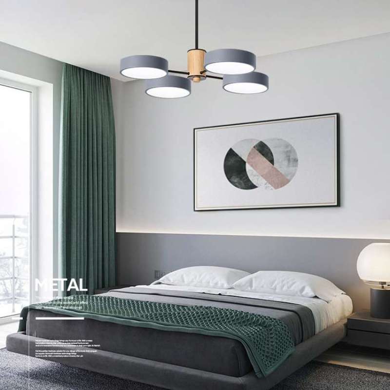 Sienna Design Rund LED Pendellampa Vit/Grön/Grå Metall/Trä/Akryl Sovrum/Vardagsrum