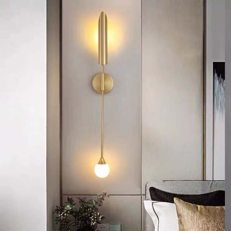 Meza Modern Design Vägglampa Metall/Glas Guld Vardagsrum/Sovrum