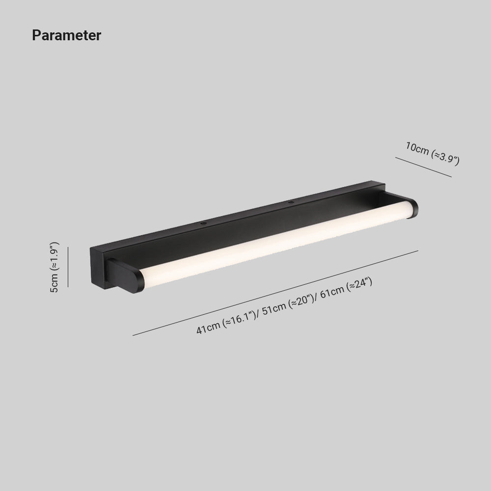 Leigh Minimalistisk Linjär Cylindrisk Design LED Vägglampa Inomhus Lång Metall Svart Badrum/Sovrum